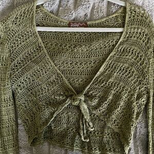 💚Olive Green Crochet Wrap Top / Cardigan
